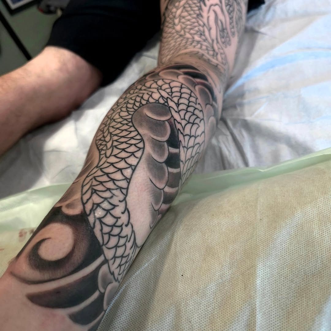 Tattoo by @jballardtattoos — japanese_irezumi, black_and_grey
