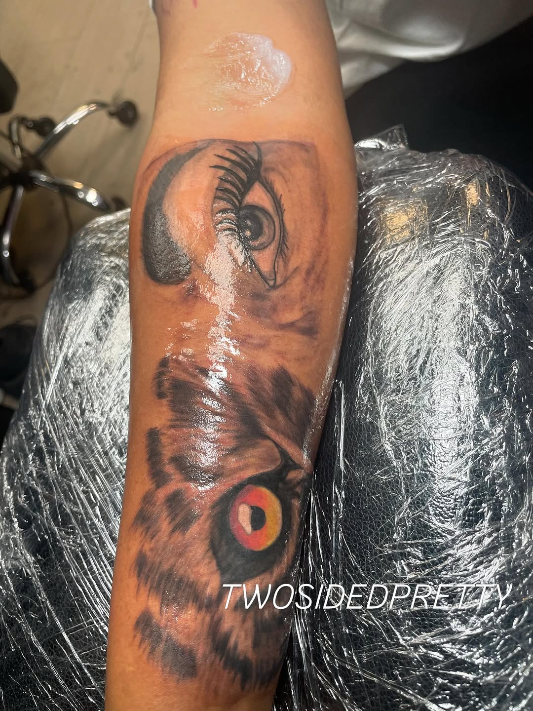 Tattoo by @twosidedpretty โ realism, black_and_grey