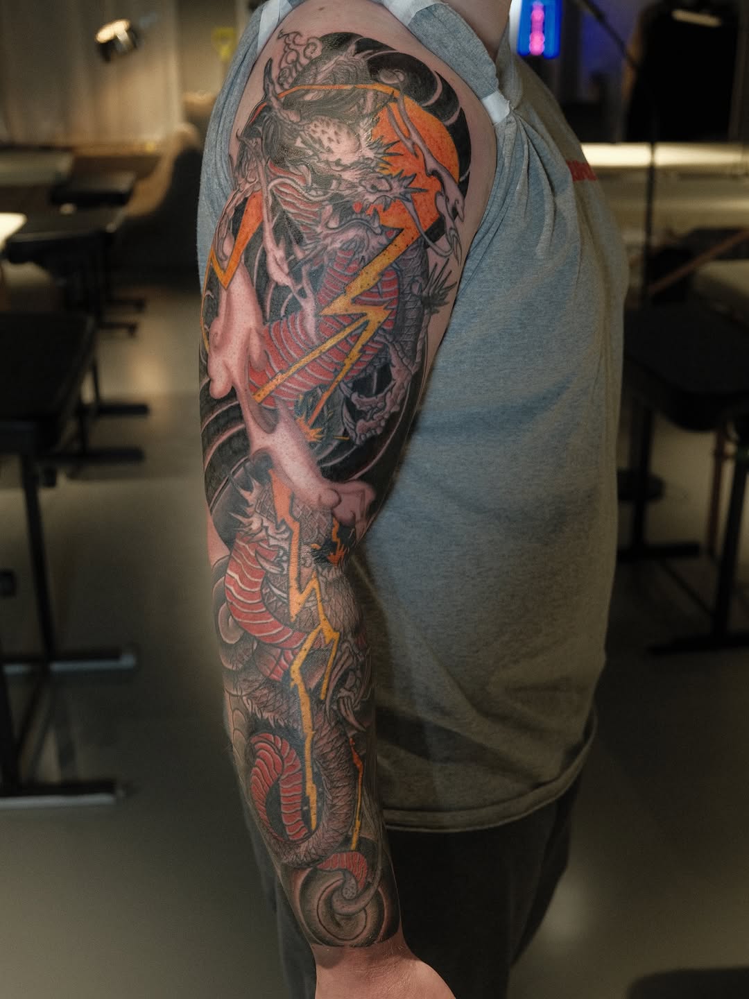 Tattoo by @gat_ink — japanese_irezumi, black_and_grey