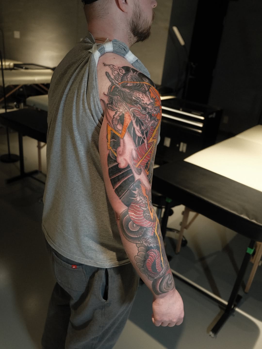 Tattoo by @gat_ink — japanese_irezumi, black_and_grey