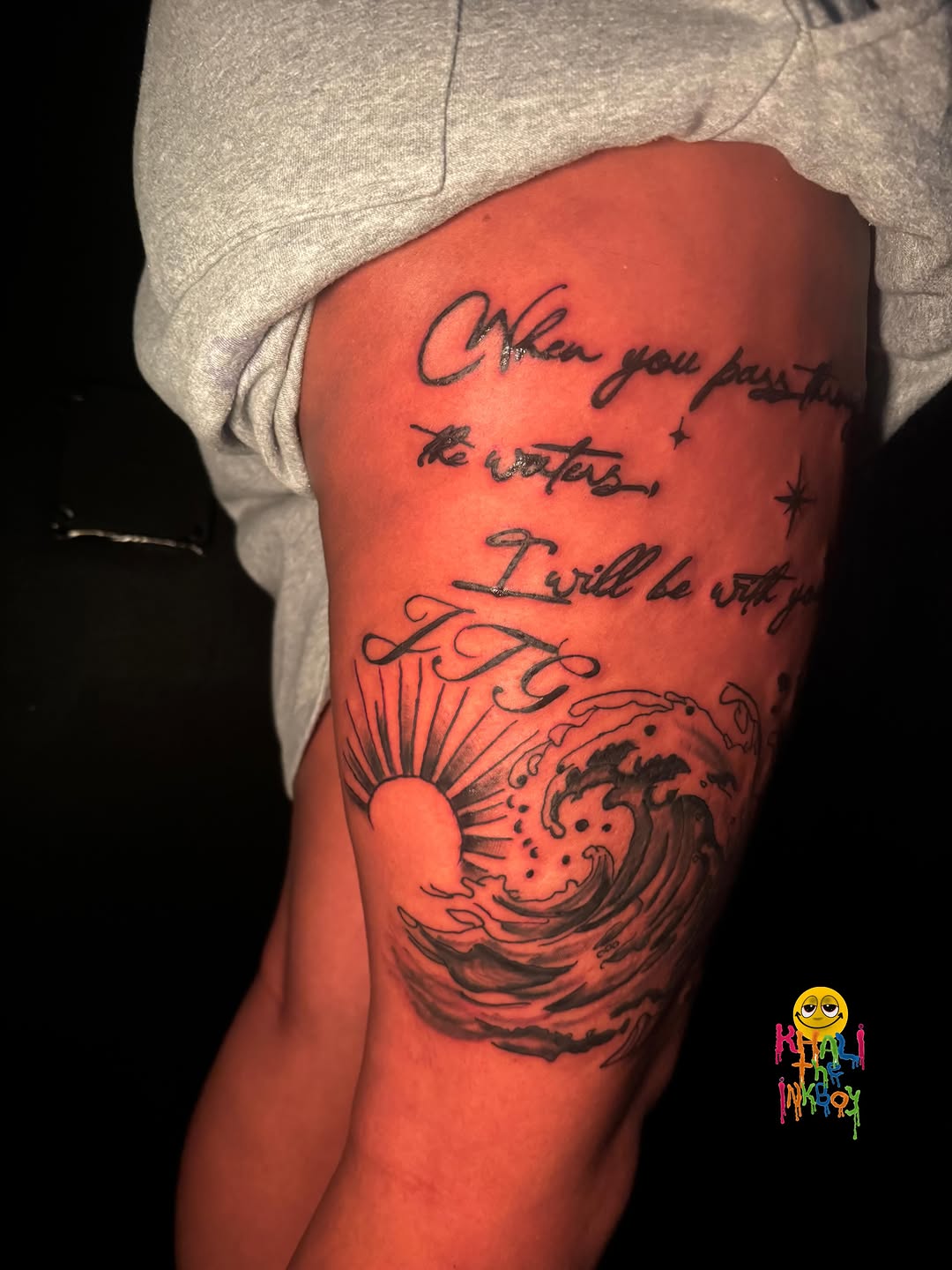 Tattoo by @khali.the.inkboy — lettering_script, illustrative