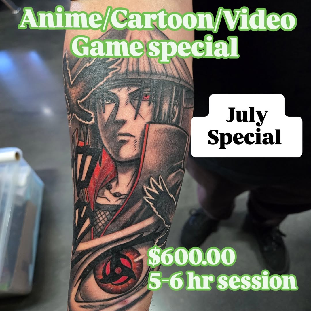 Tattoo by @thatdamcee — anime, black_and_grey