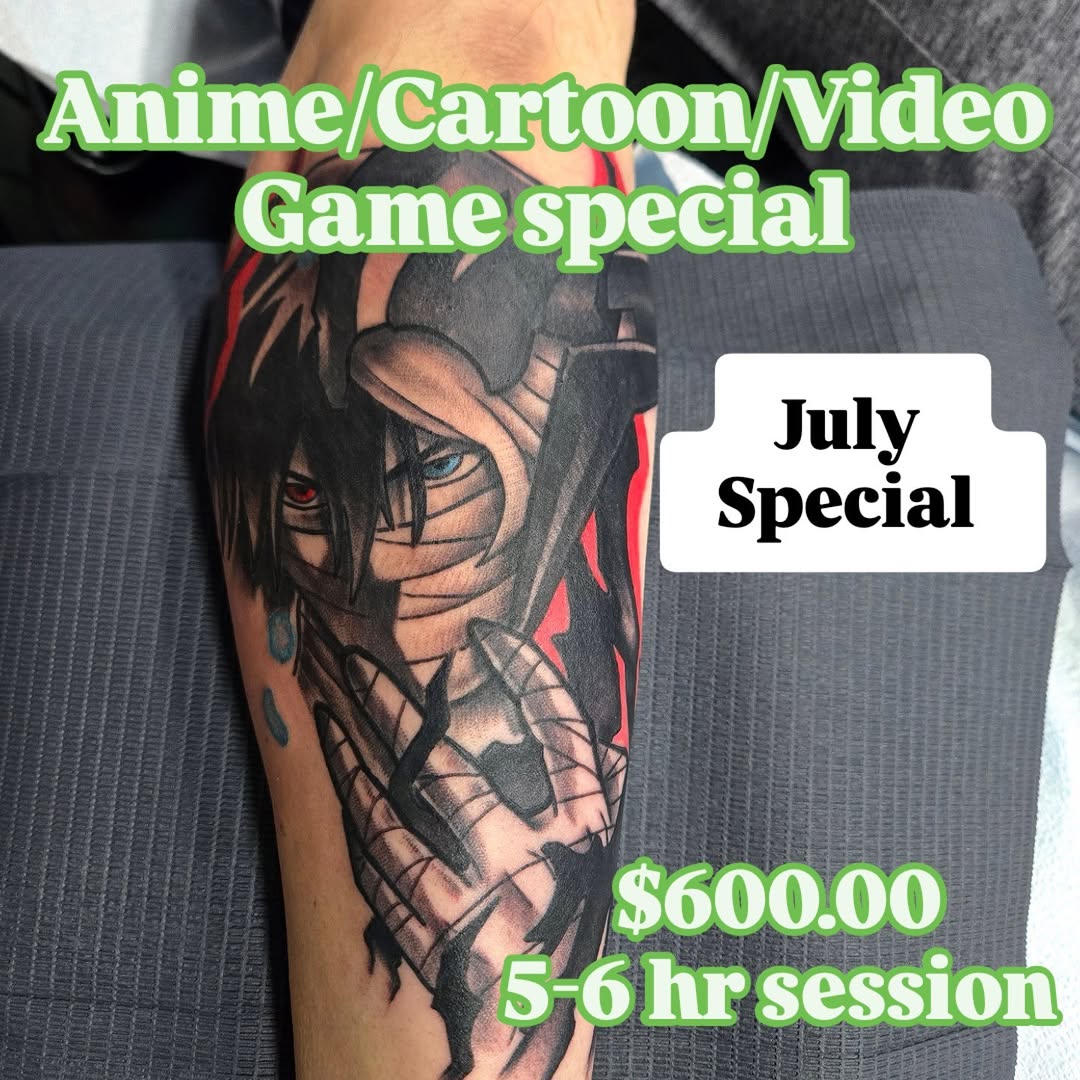 Tattoo by @thatdamcee — anime, black_and_grey