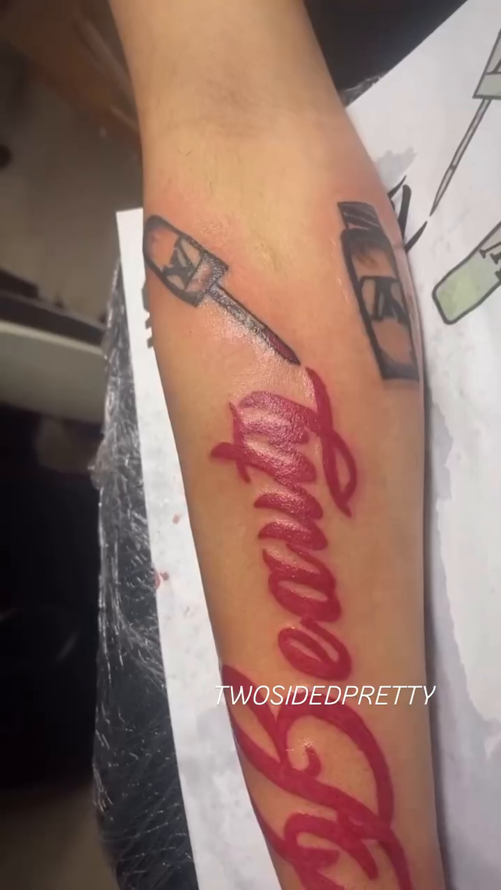 Tattoo by @twosidedpretty โ lettering_script