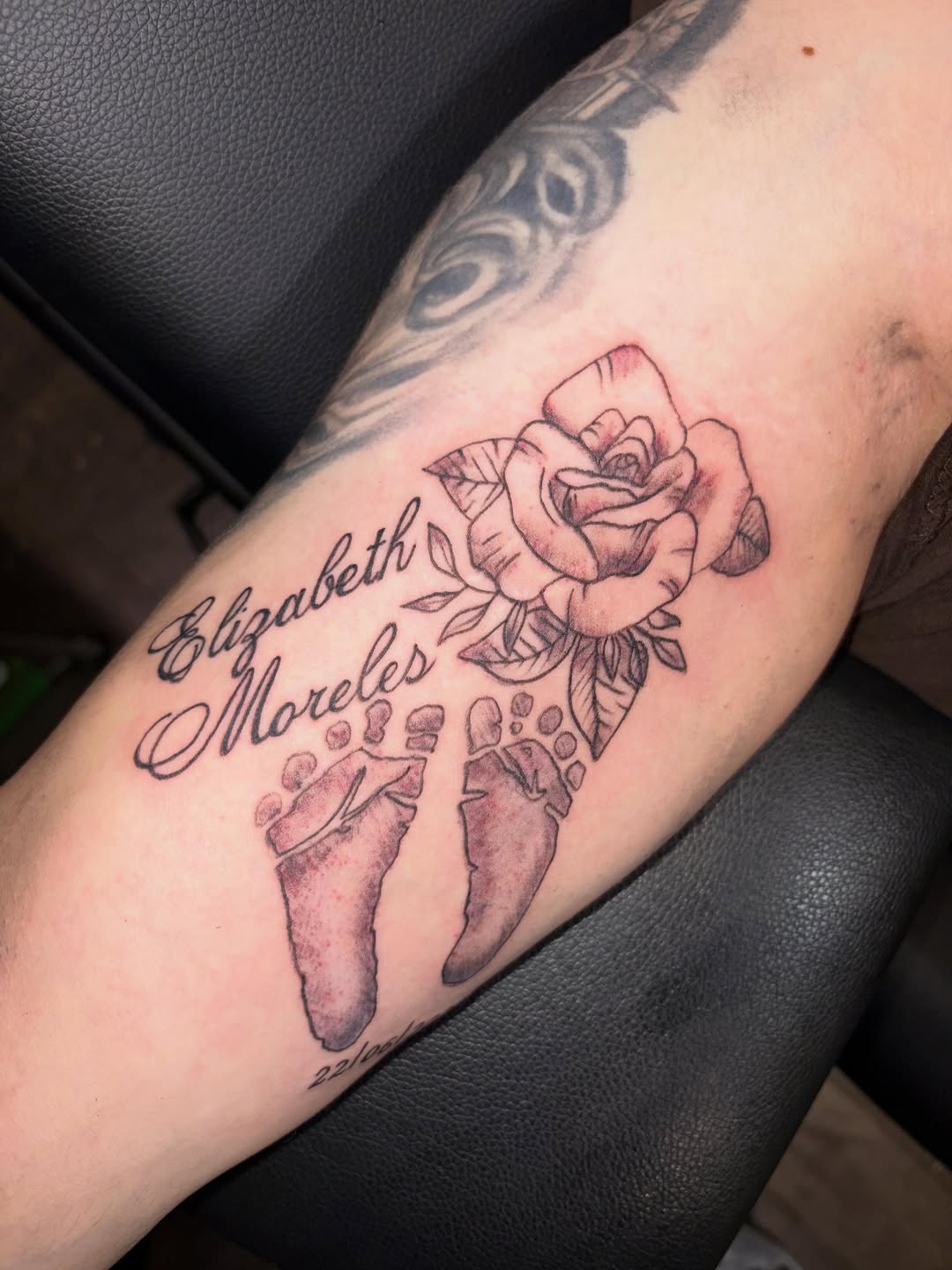 Tattoo by @tattooqueen90 — lettering_script, black_and_grey