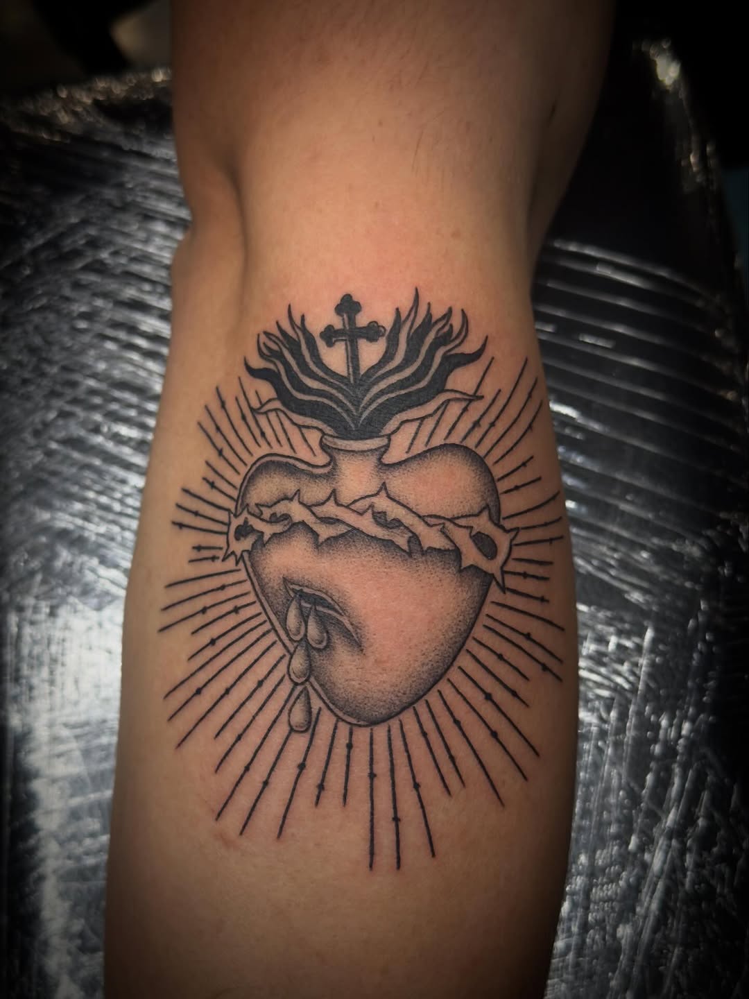 Tattoo by @acetats._ — black_and_grey, chicano