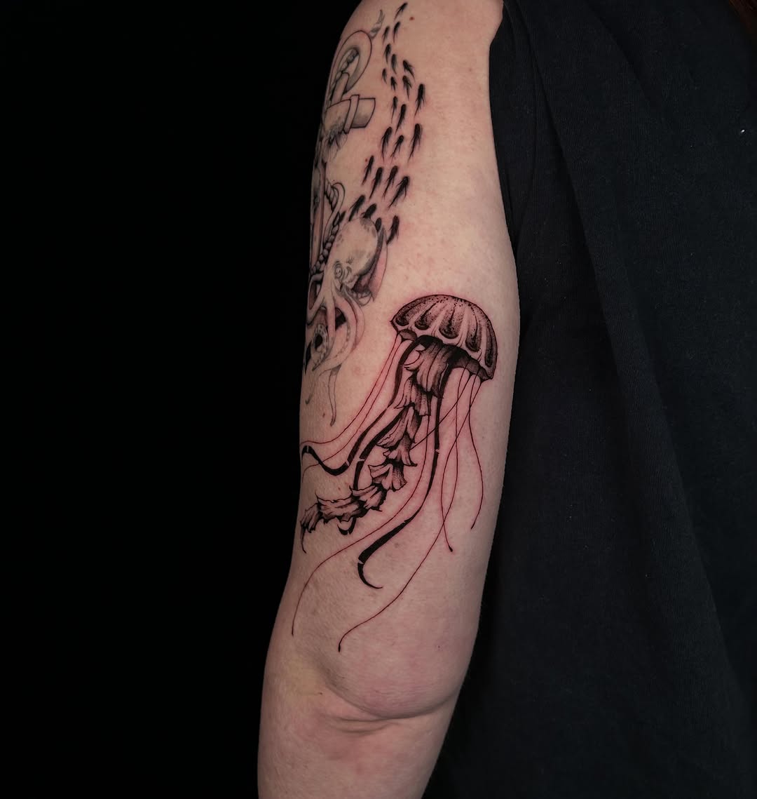 Tattoo by @xx_kipling_xx — fine_line, black_and_grey