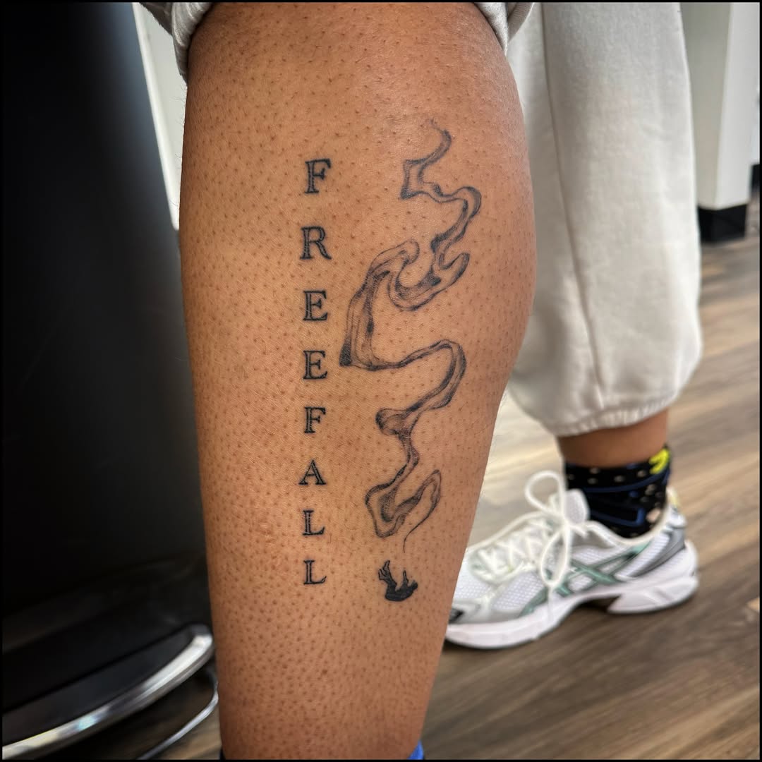 Tattoo by @shadowsteptattoo — lettering_script, black_and_grey