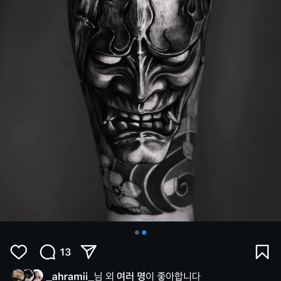 Tattoo by @tattooel_light โ japanese_irezumi, black_and_grey