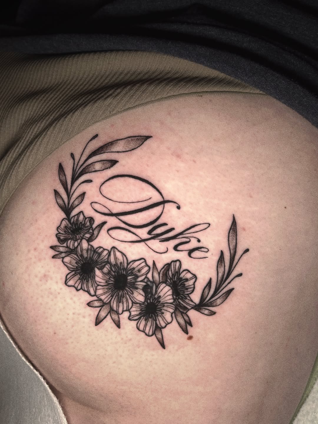 Tattoo by @witching.hourrr โ lettering_script, fine_line
