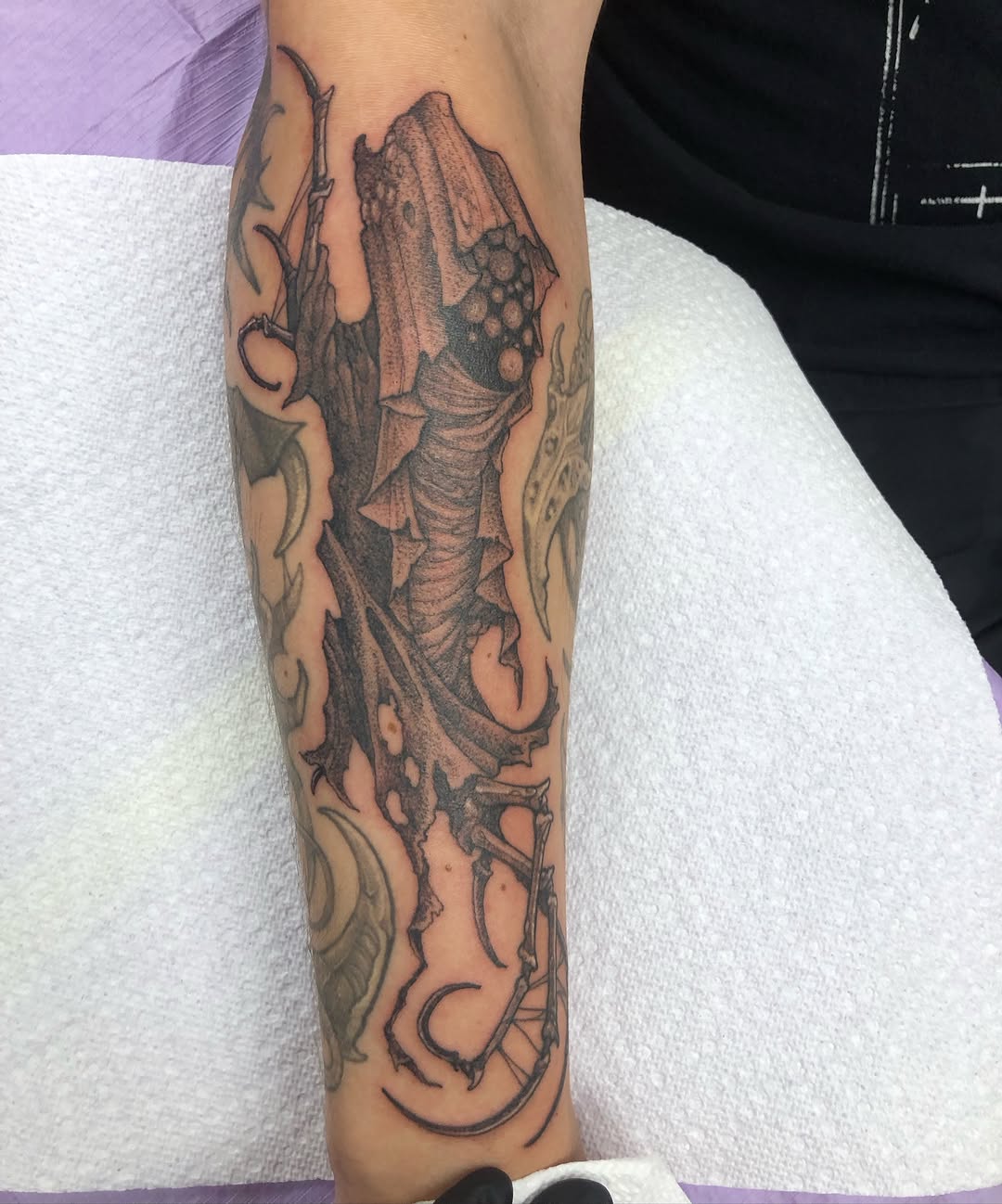 Tattoo by @sea.of.mercy — dark_realism, blackwork