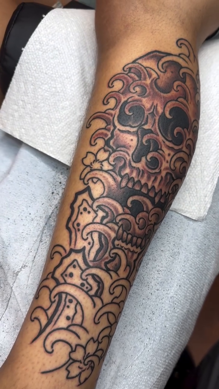 Tattoo by @midwestrick_ht — japanese_irezumi, black_and_grey