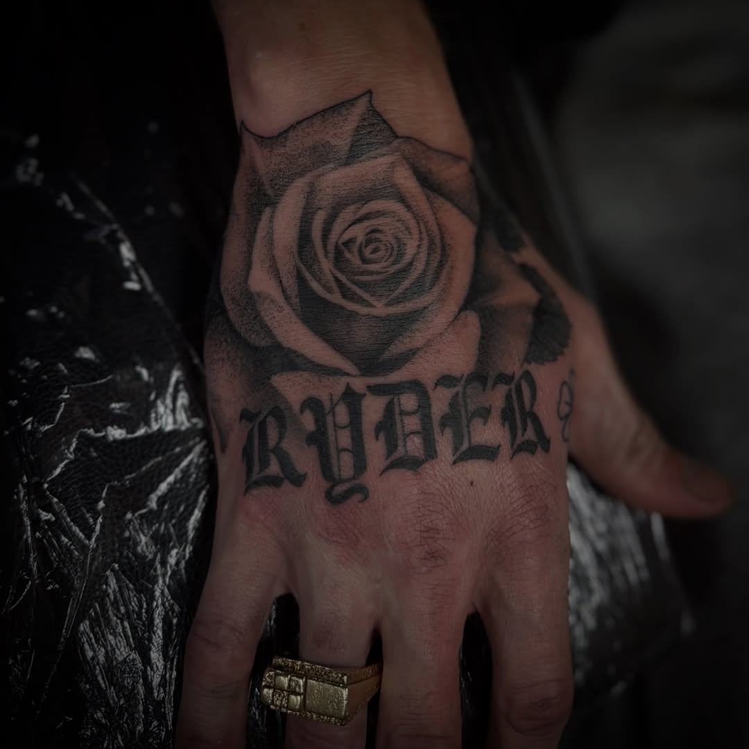 Tattoo by @ambergram_chicago — black_and_grey, lettering_script