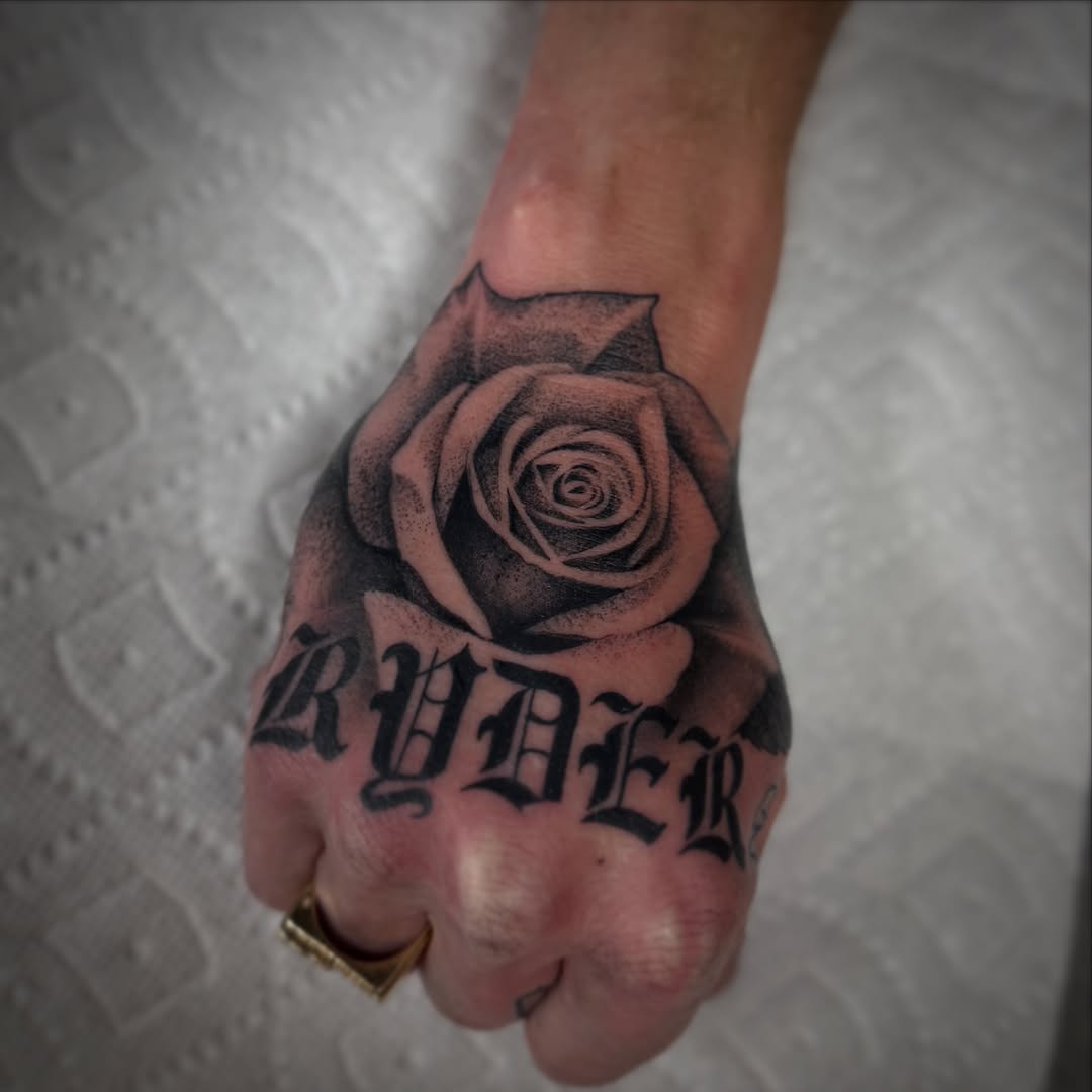 Tattoo by @ambergram_chicago — black_and_grey, lettering_script
