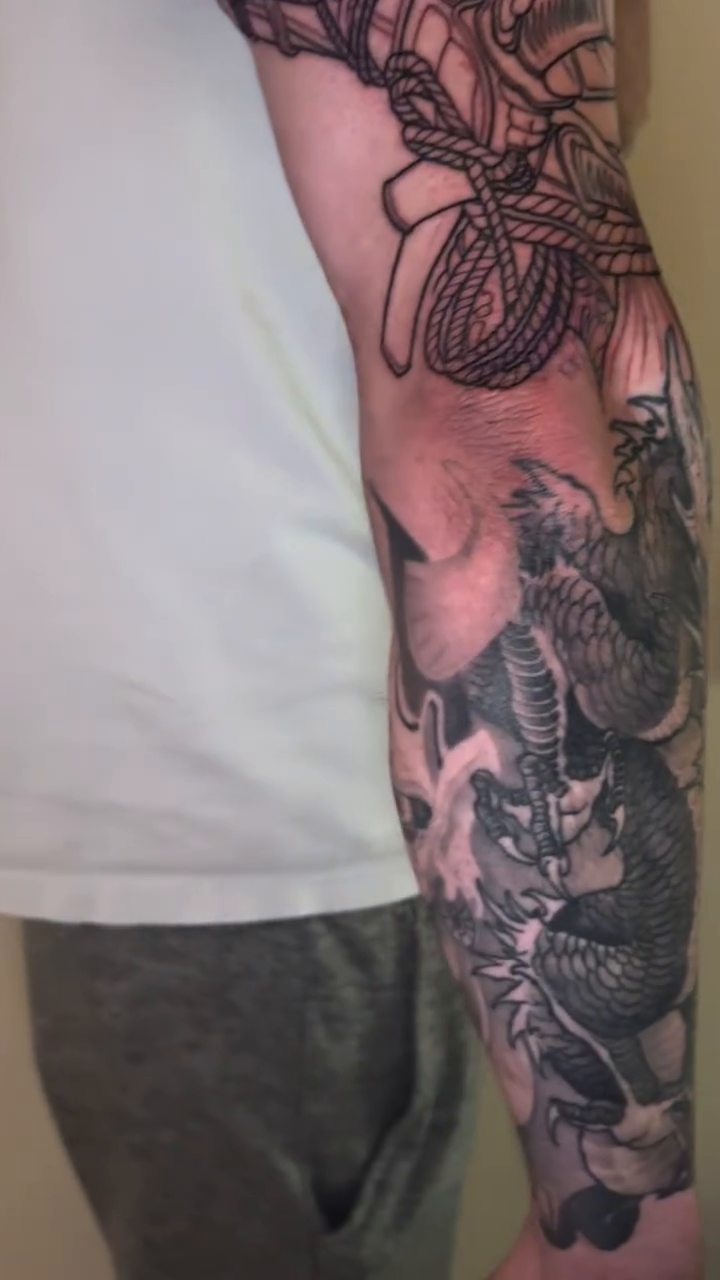 Tattoo by @mikeygraffiks — japanese_irezumi, black_and_grey
