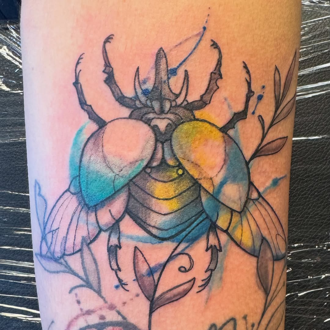 Tattoo by @spugstattoo — watercolor, black_and_grey