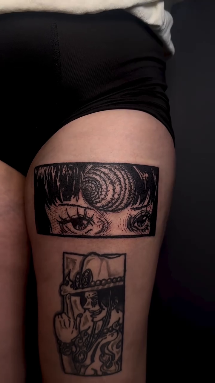 Tattoo by @bluprinttattoo โ anime, blackwork
