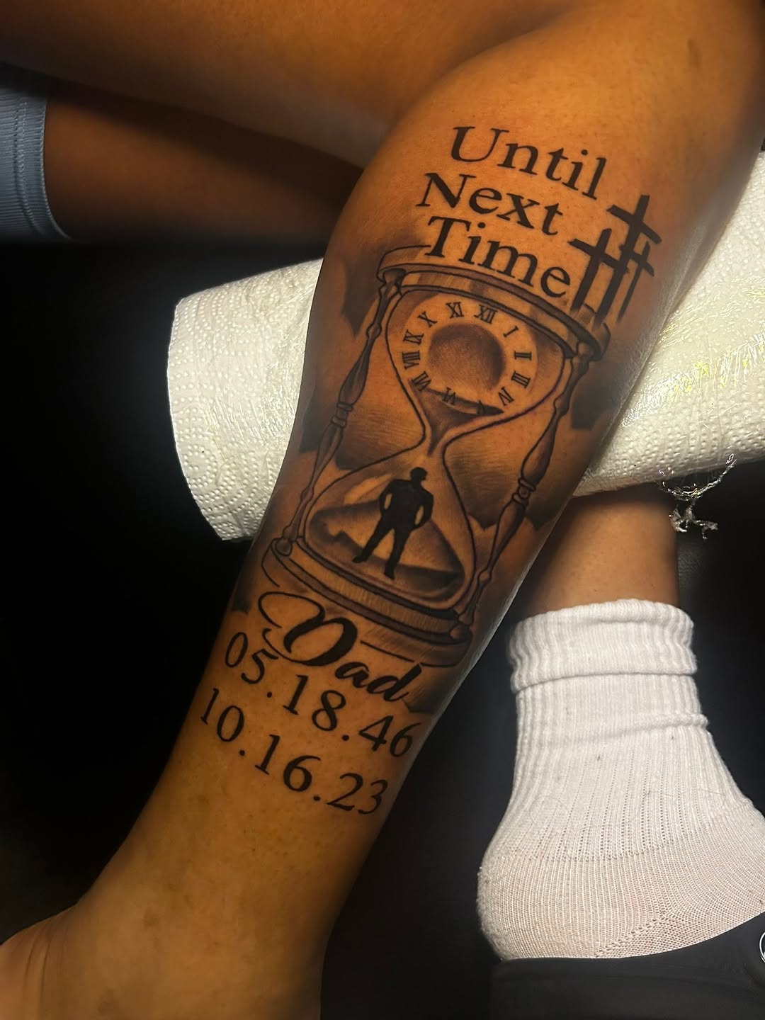 Tattoo by @bigtatt_daartist — black_and_grey, lettering_script