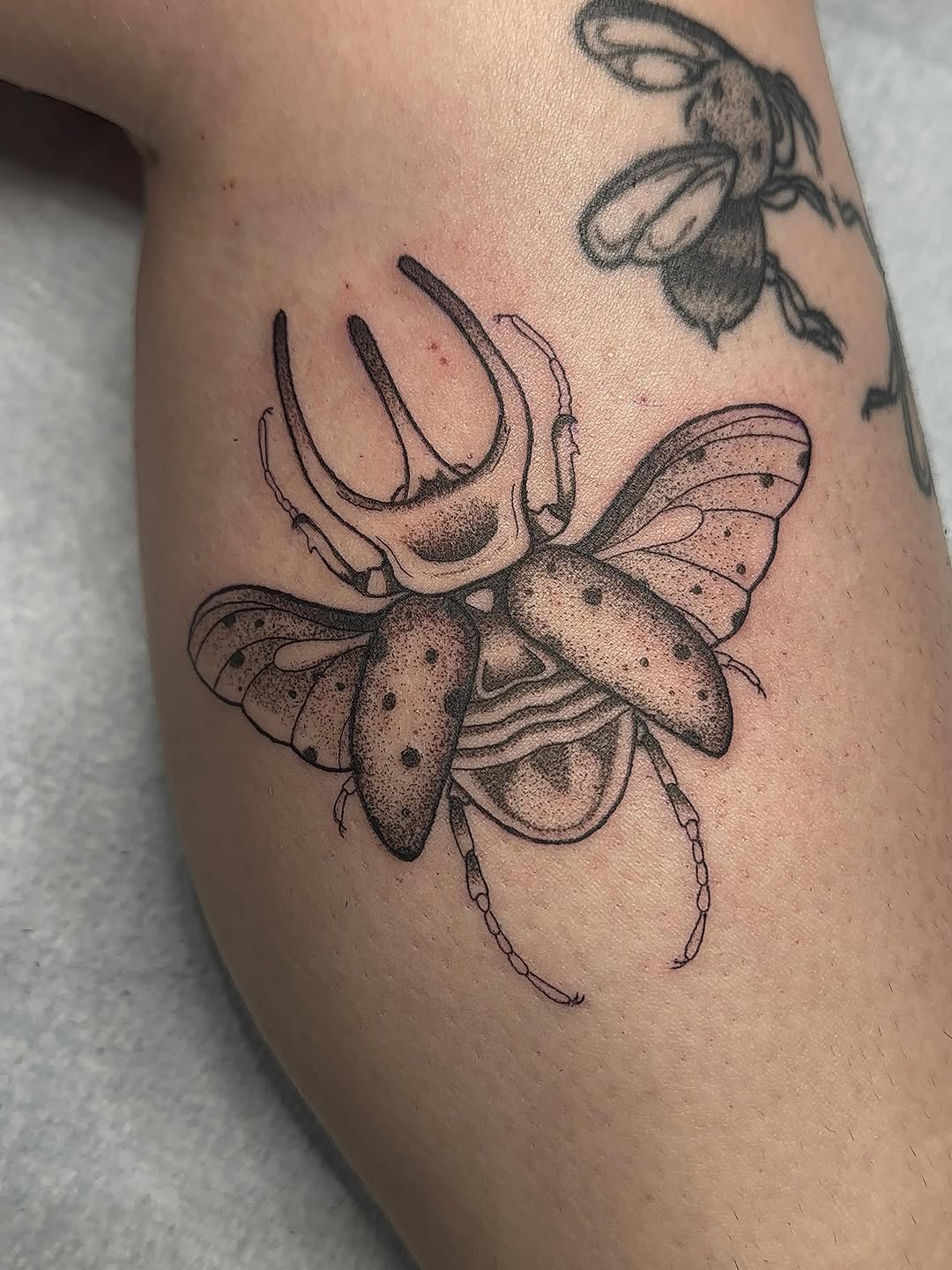 Tattoo by @savannahleetattoos — dotwork, black_and_grey