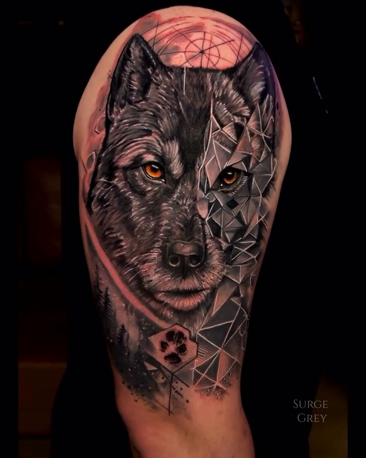 Tattoo by @surgegrey — realism, geometric