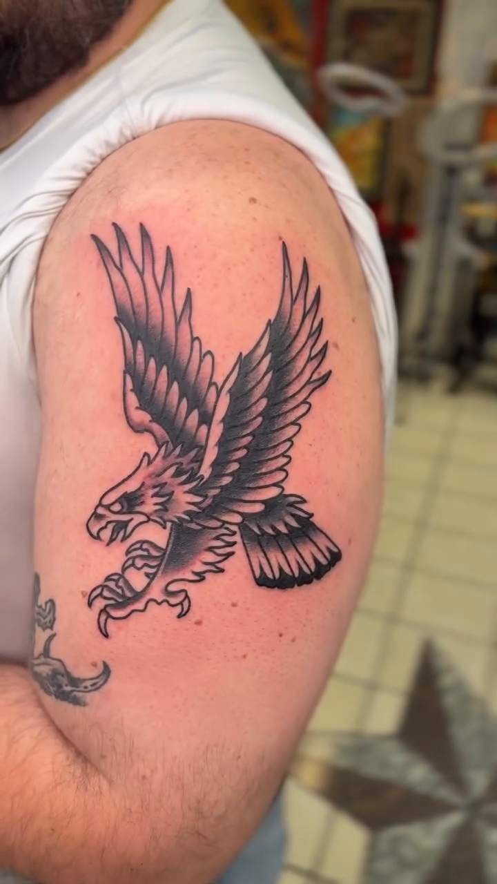 Tattoo by @tshawrk — american_traditional, black_and_grey