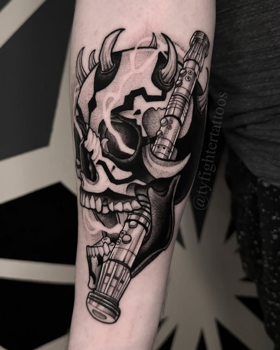 Tattoo by @tyfightertattoos — black_and_grey, realism