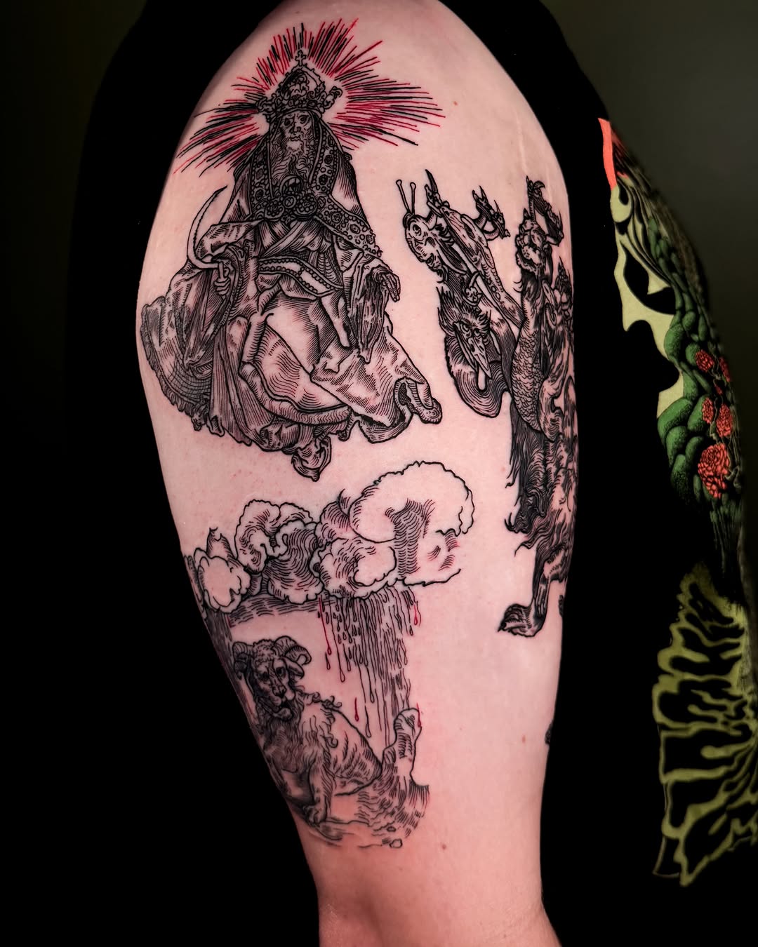 Tattoo by @faunawitchtattoo — illustrative, black_and_grey