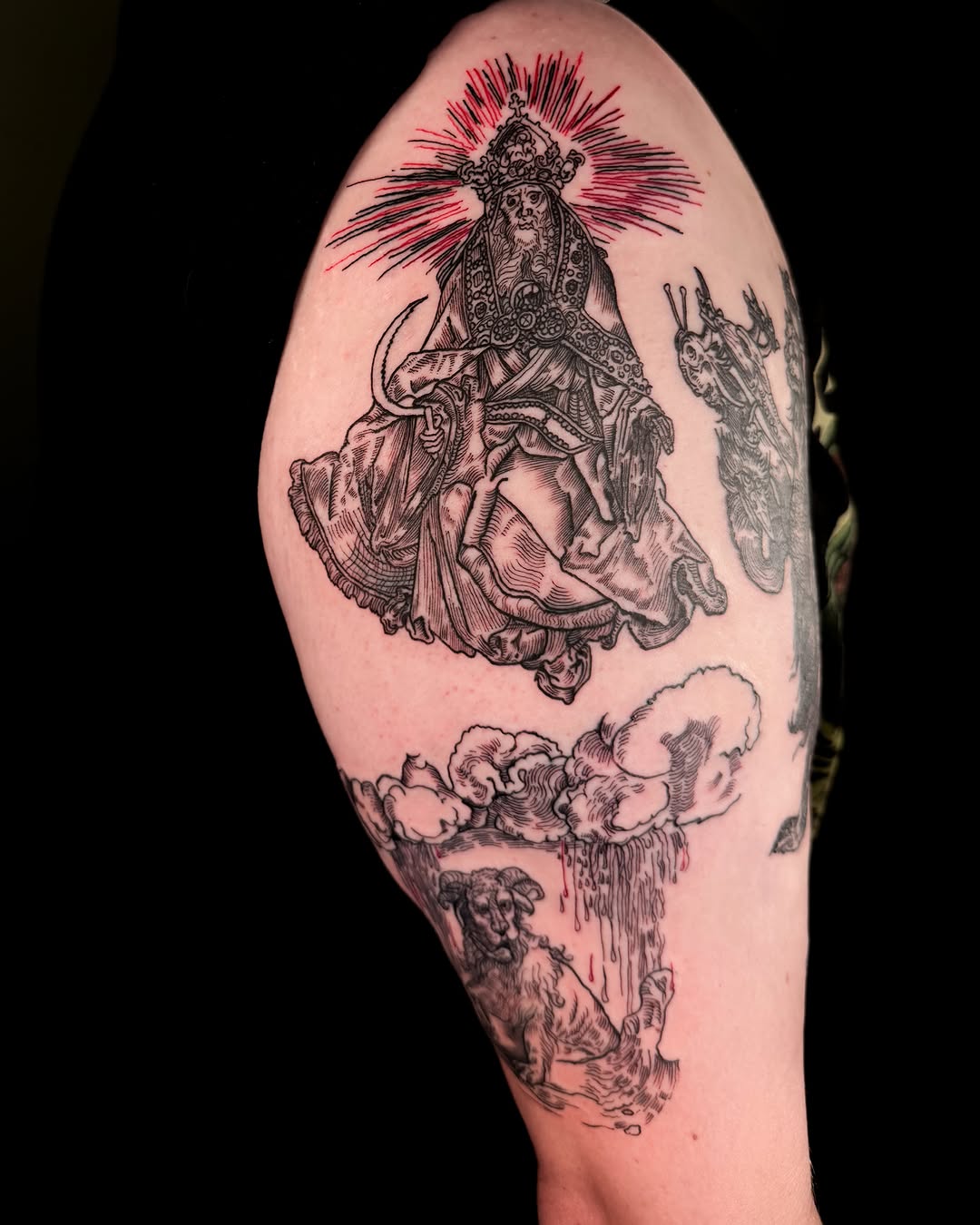 Tattoo by @faunawitchtattoo — illustrative, black_and_grey