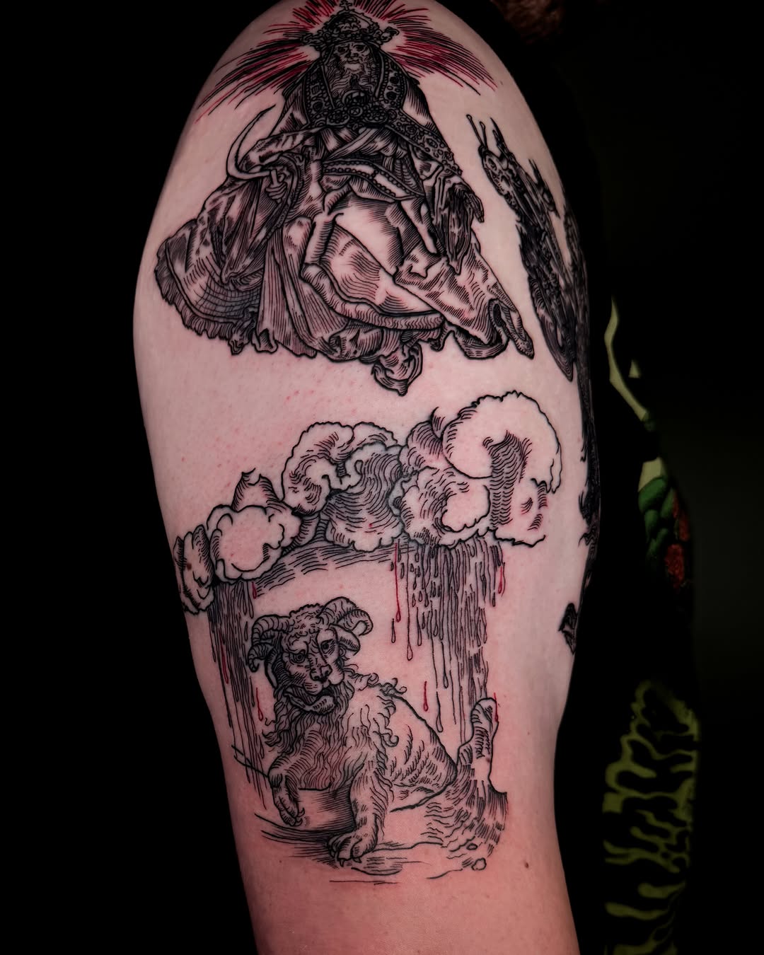 Tattoo by @faunawitchtattoo — illustrative, black_and_grey