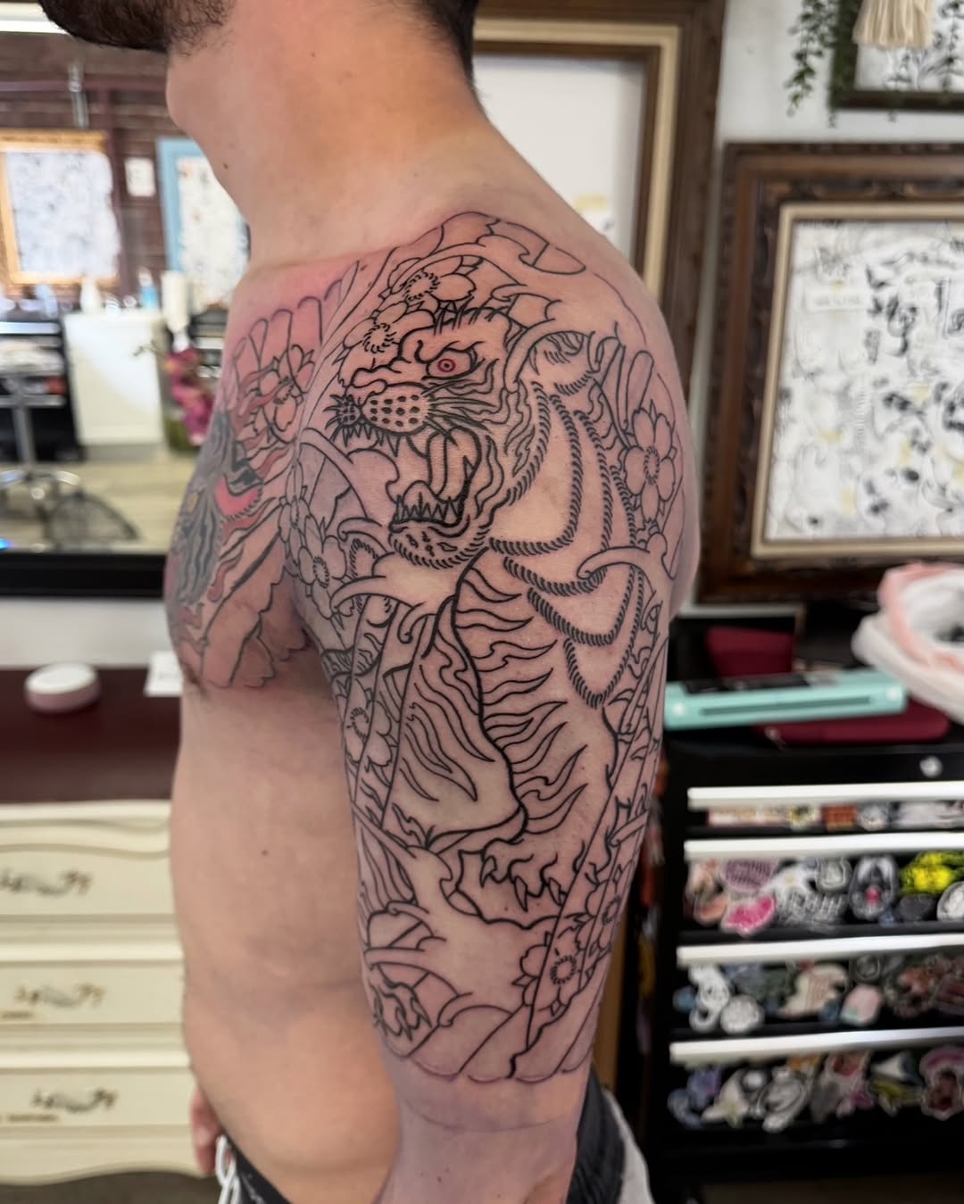 Tattoo by @baku_irezumi — japanese_irezumi, black_and_grey