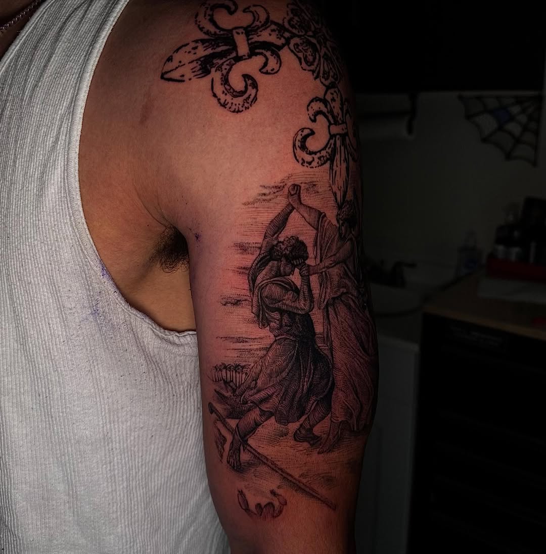 Tattoo by @noble.tattoos — black_and_grey, illustrative
