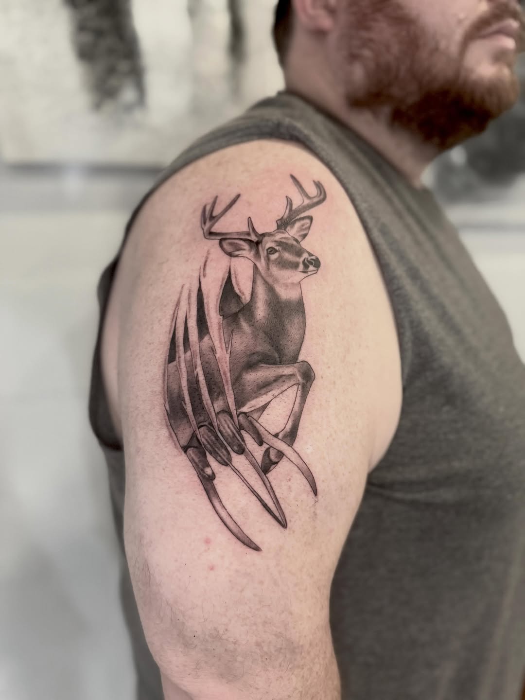 Tattoo by @drewfostertattoo — realism, black_and_grey