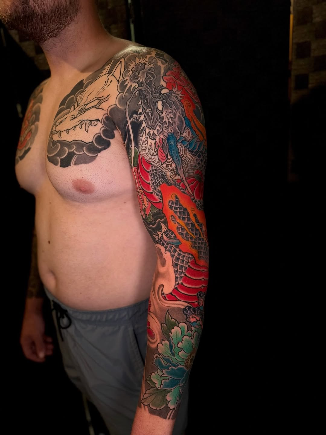 Tattoo by @jacoabarca โ japanese_irezumi, black_and_grey