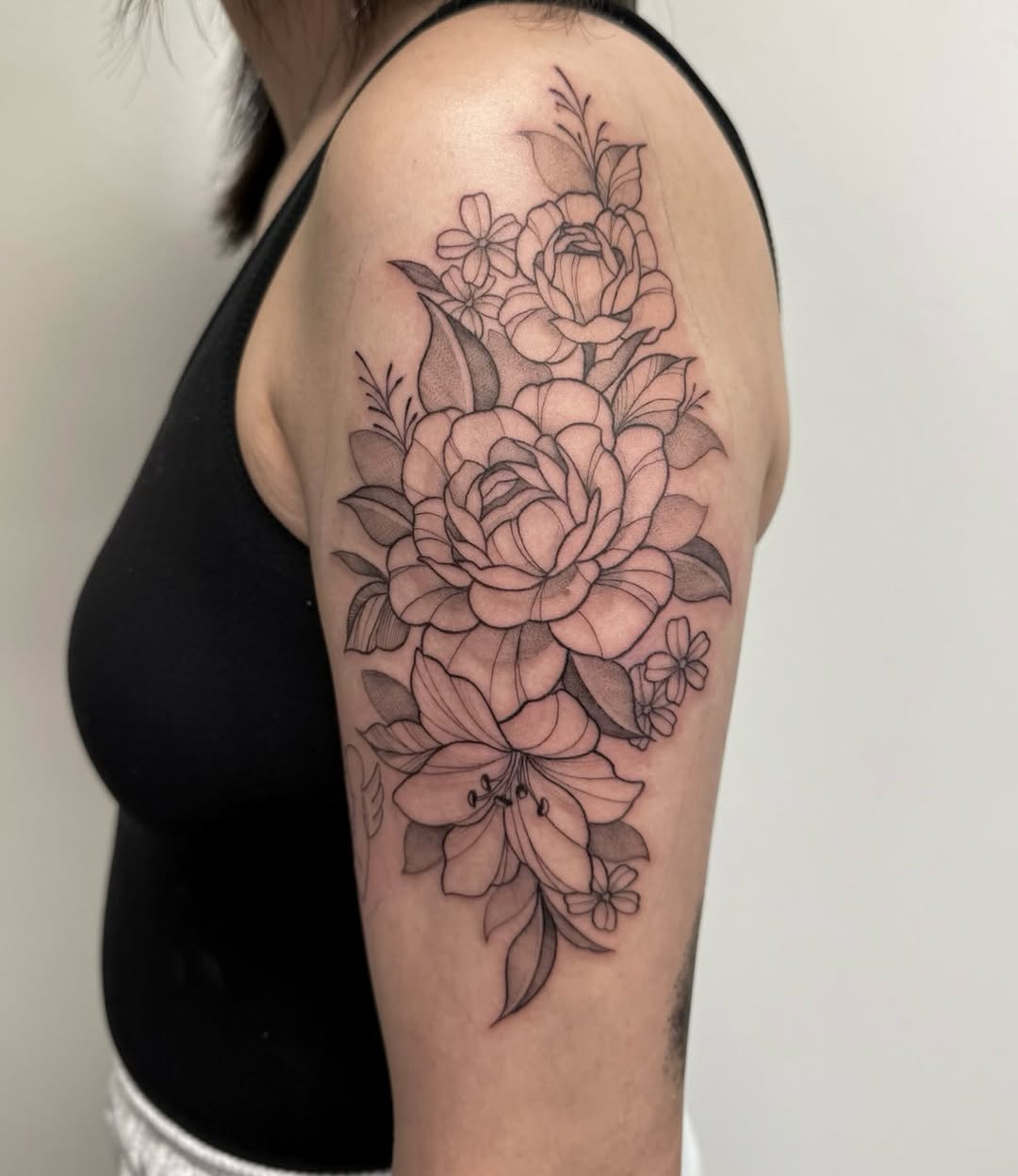 Tattoo by @mjbender.tattoos — fine_line, black_and_grey