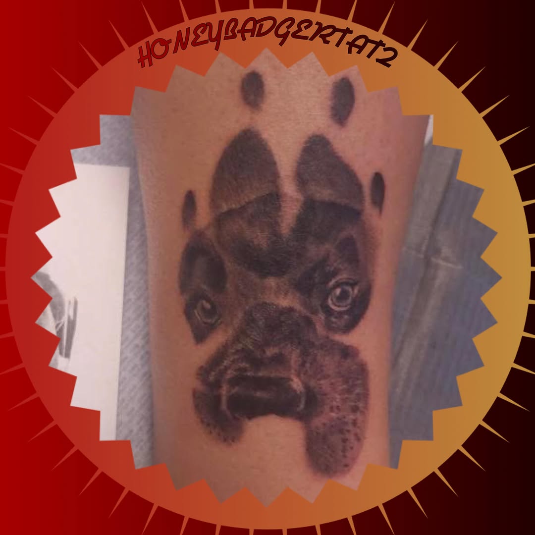 Tattoo by @honeybadgertat2 — realism, black_and_grey