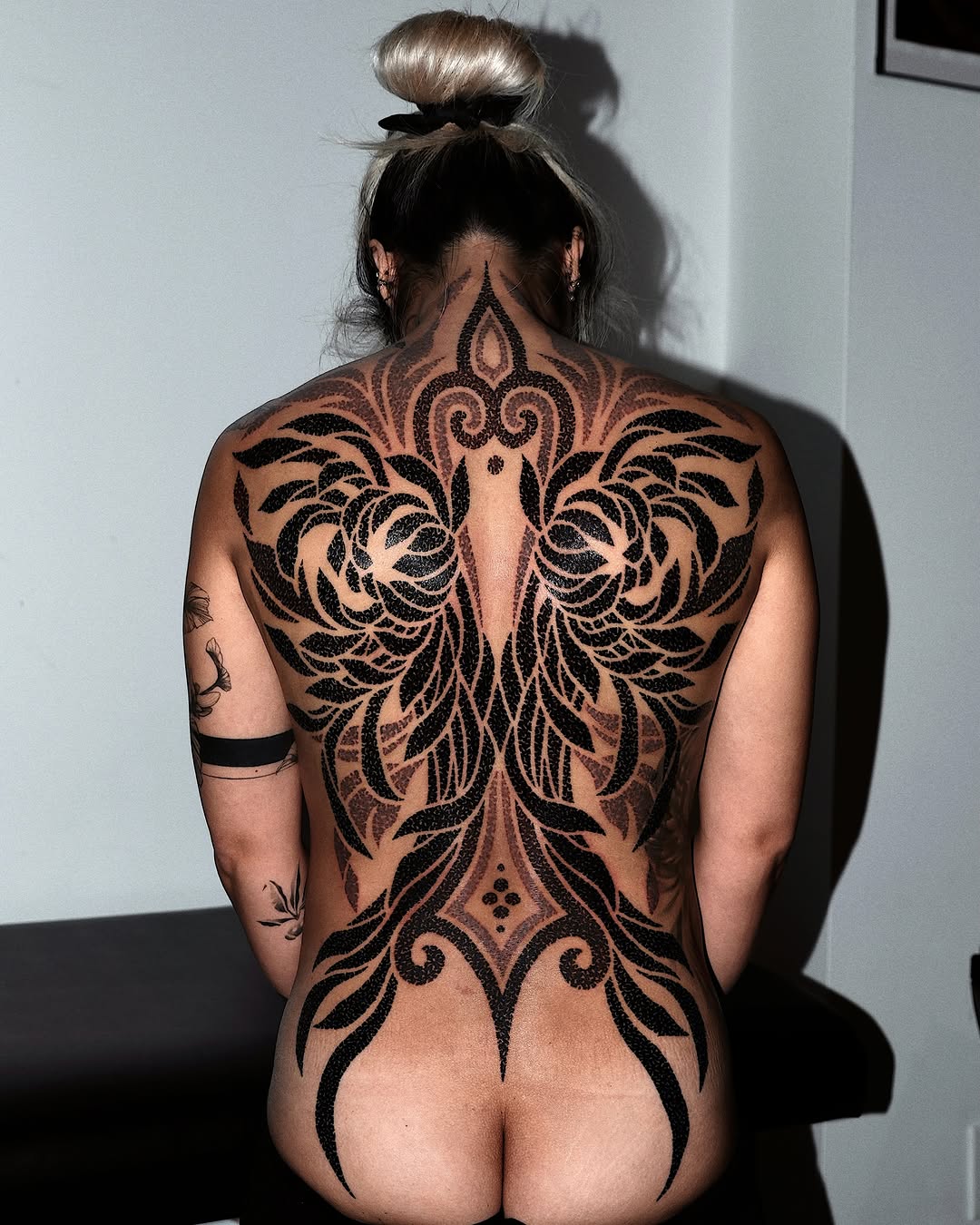 Tattoo by @mooromooropiece — dotwork, ornamental