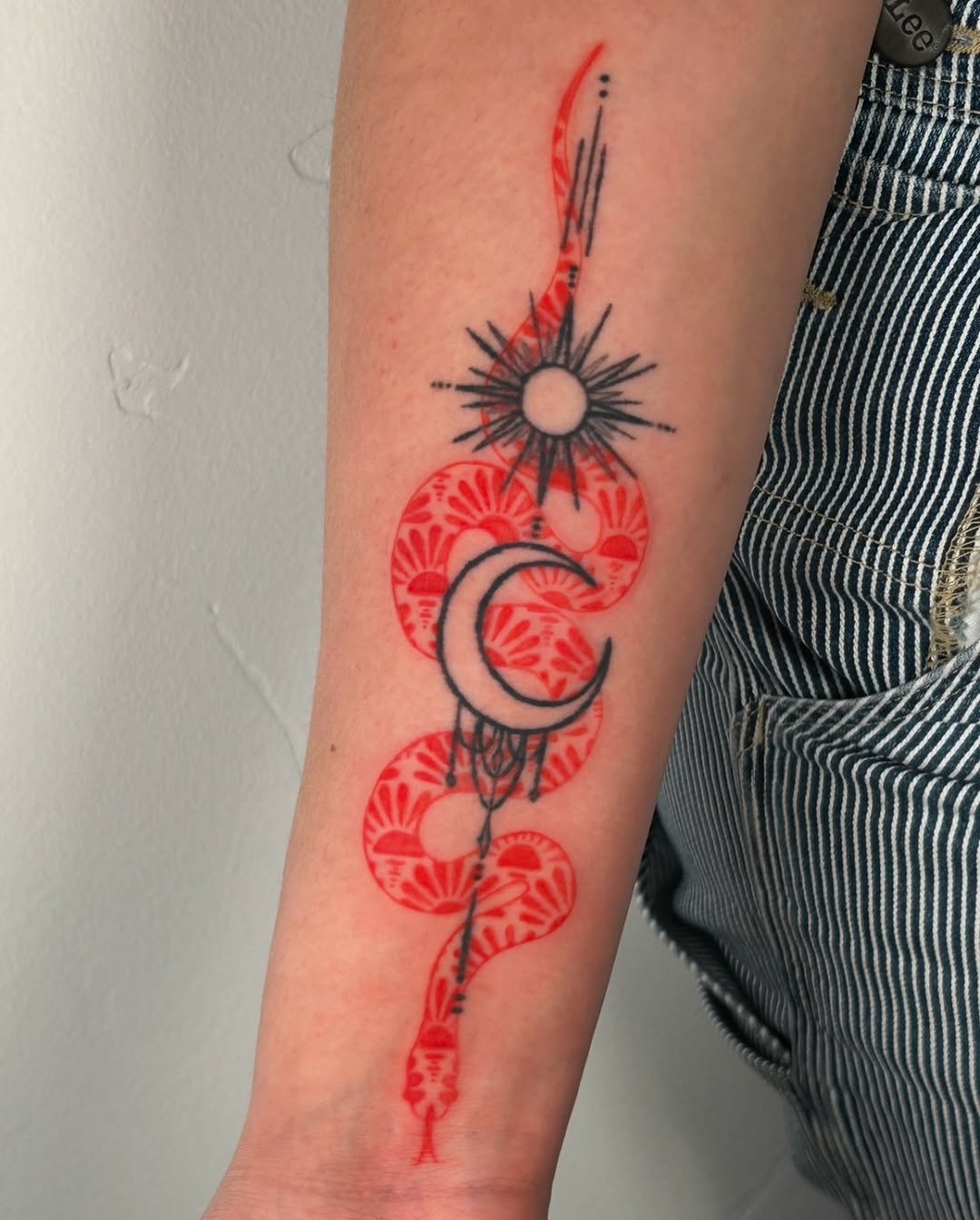 Tattoo by @morganbirch.tattoo — illustrative, geometric