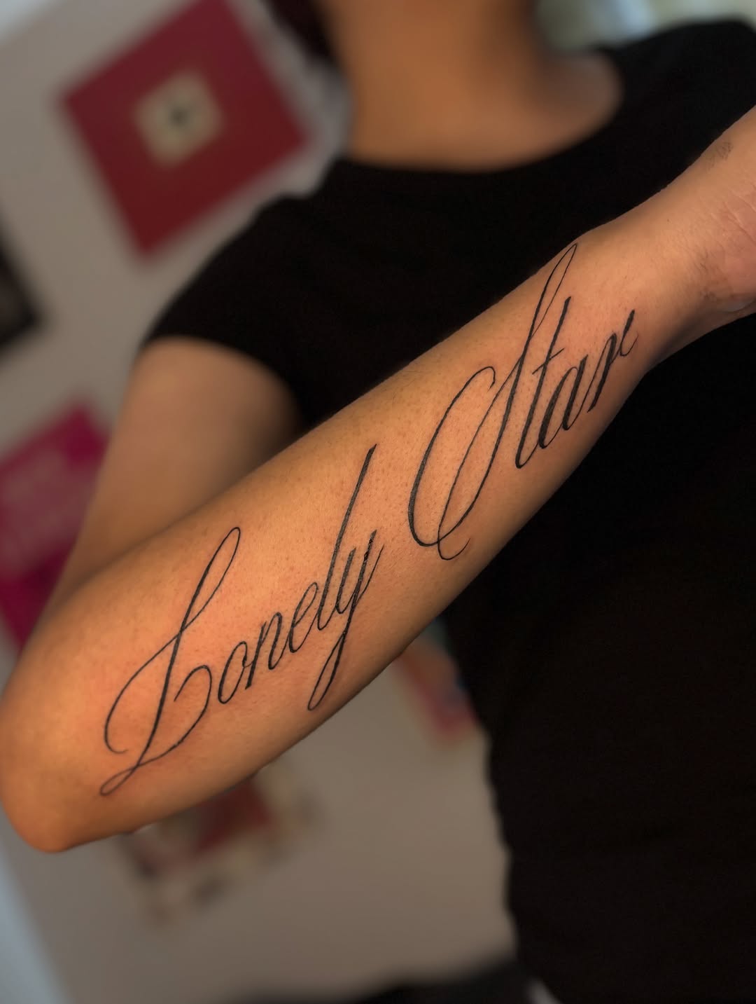 Tattoo by @tattedbylisa — lettering_script, fine_line