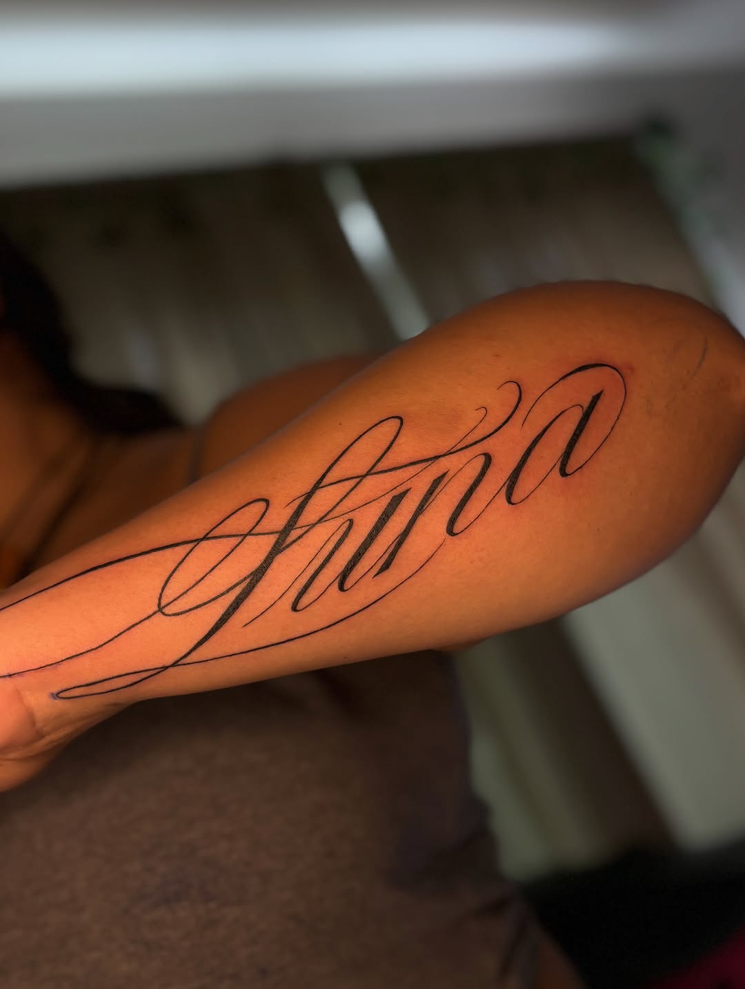 Tattoo by @tattedbylisa — lettering_script, fine_line