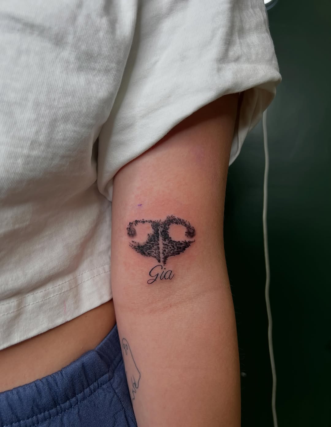 Tattoo by @tattoosbyrach — black_and_grey, lettering_script