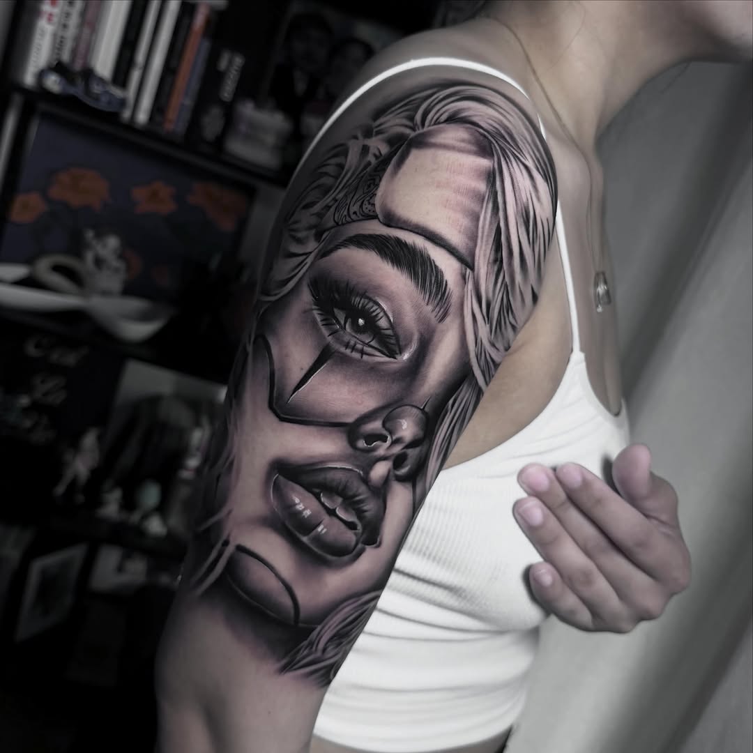 Tattoo by @yowmadfboy — realism, black_and_grey