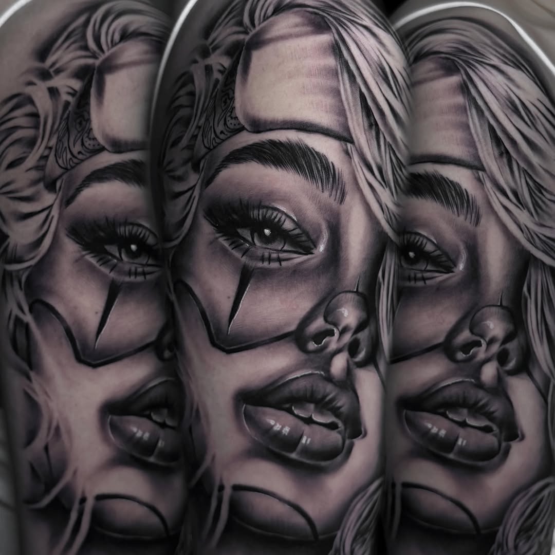 Tattoo by @yowmadfboy — realism, black_and_grey