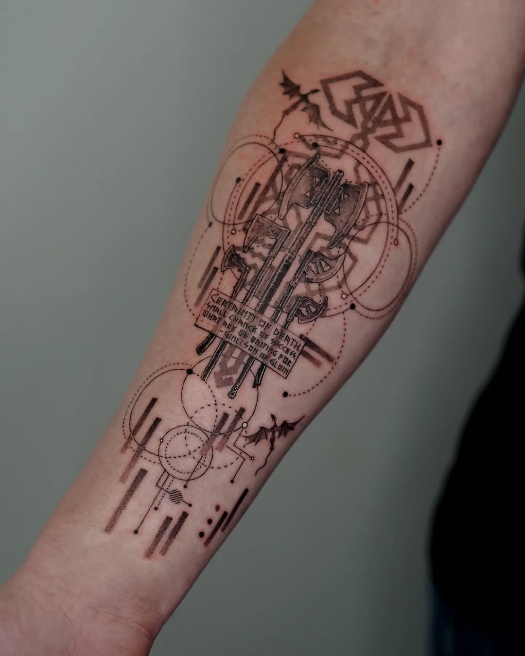 Tattoo by @mk_tt__ — geometric, lettering_script