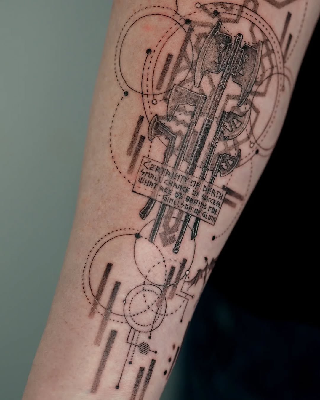 Tattoo by @mk_tt__ — geometric, lettering_script