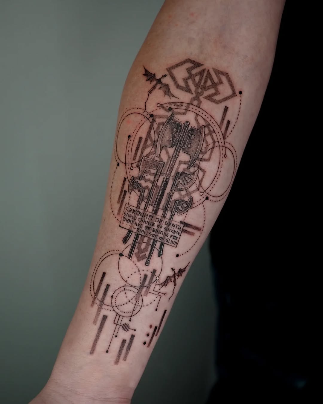 Tattoo by @mk_tt__ — geometric, lettering_script
