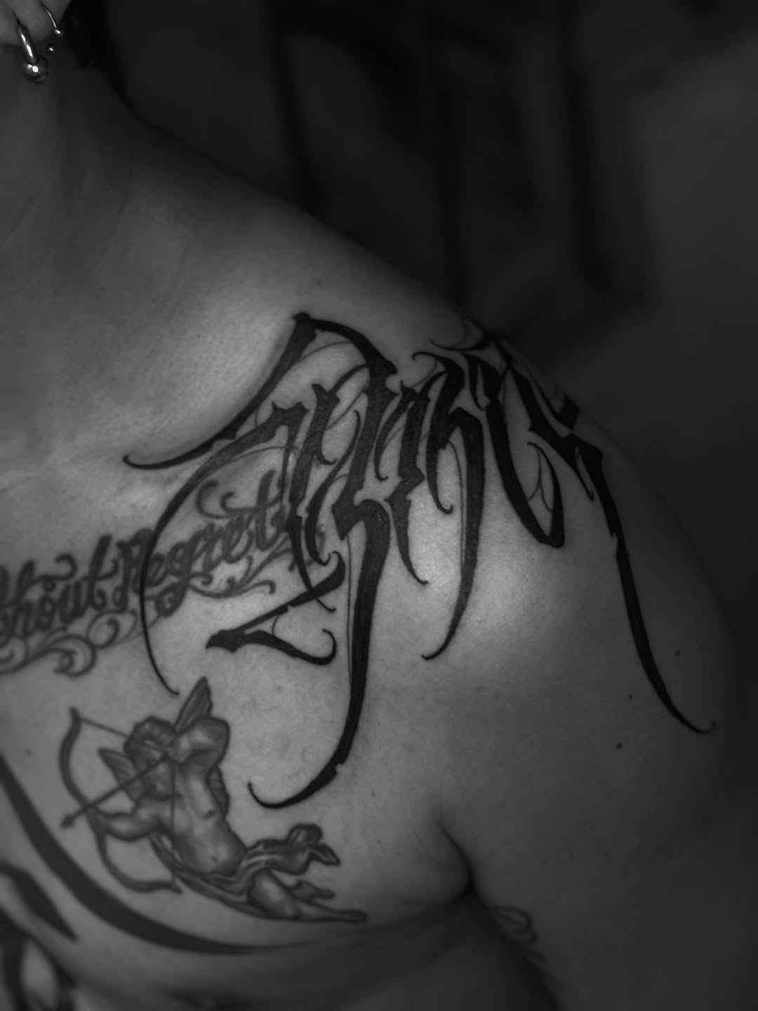 Tattoo by @jimyuip — lettering_script, blackwork