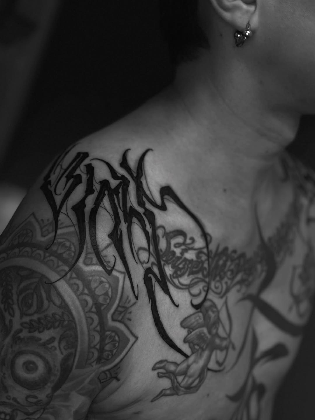 Tattoo by @jimyuip — lettering_script, blackwork