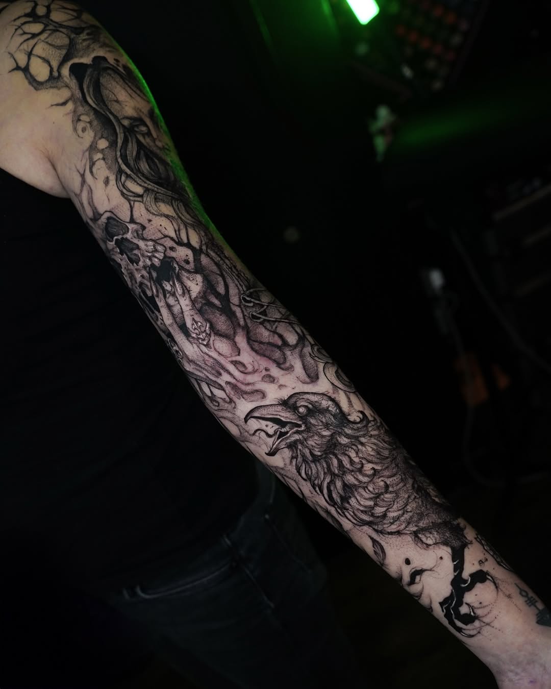 Tattoo by @evi_berry_falcon โ black_and_grey, illustrative