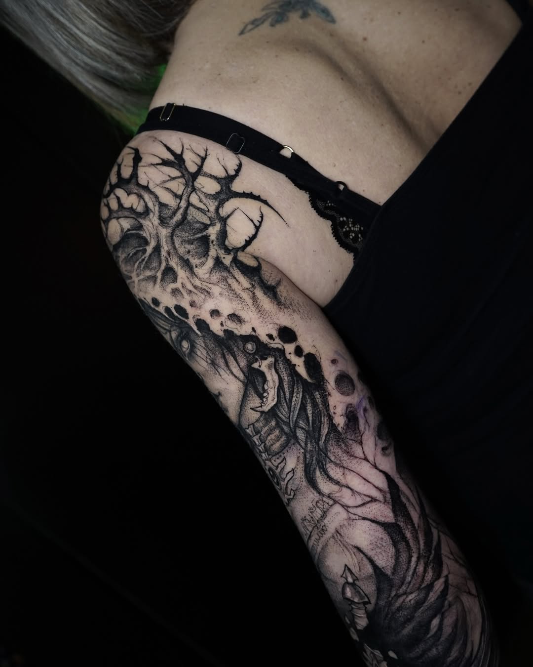 Tattoo by @evi_berry_falcon โ black_and_grey, dark_realism