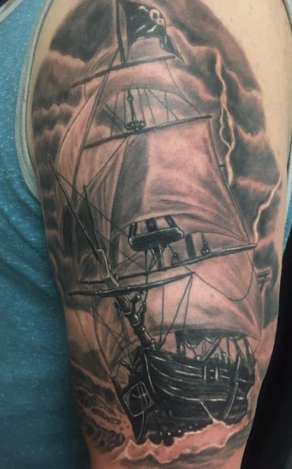 Tattoo by @classiccustomtattooing — realism, black_and_grey